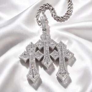 Iced Out Triple Cross Pendant 6958